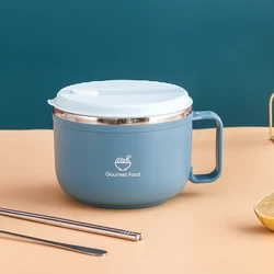 Fast Food Noodles Bowl With Colorful Box Package Student Lunch Box Ramen Instant Noodles Bowl With Lid