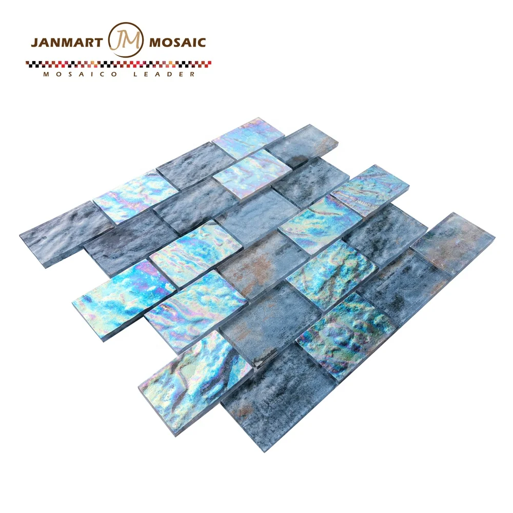 China Glass Mosaic Tile Fashion Thickness Ocean Blue Crystal Glass Floor Mosaic Flooring Around Swimming Pool Tiles For Bathroom