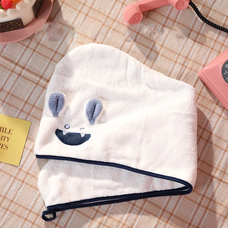 Cartoon Dry Hair Cap Coral Fleece Shower Cap Super Absorbent Quick Drying Turban Thickened Microfiber Cute Dry Hair Towel