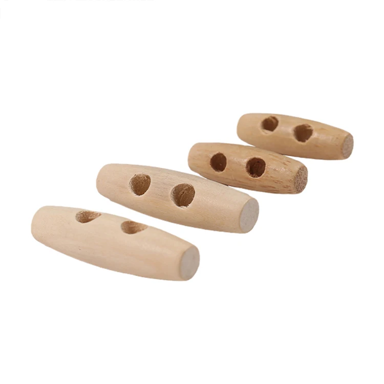 Pinlong Sofa Decorative Wooden Horn Toggle Buttons 2 Holes Coat Duffle Toggle Button Oval Horn Buttons