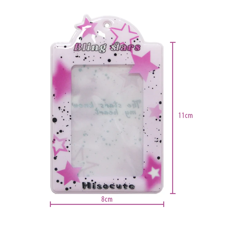 Custom Kawaii Photo Card Holder Love Heart Hollow Idol Keychain 3 Inch PVC Kpop Photocard Holder