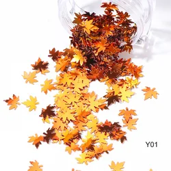 1 Box Flakes Paillettes Designs Manicure Nails Glitter Autumn Decorations Fall Leaf Nail Art Sequins Gold Maple Leaves