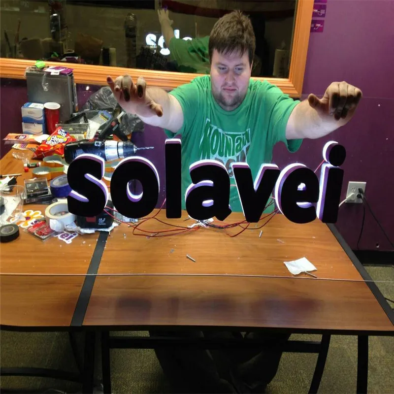 Wholesale led light up letters advertising company logo metal backlit letters sign in with led signboard