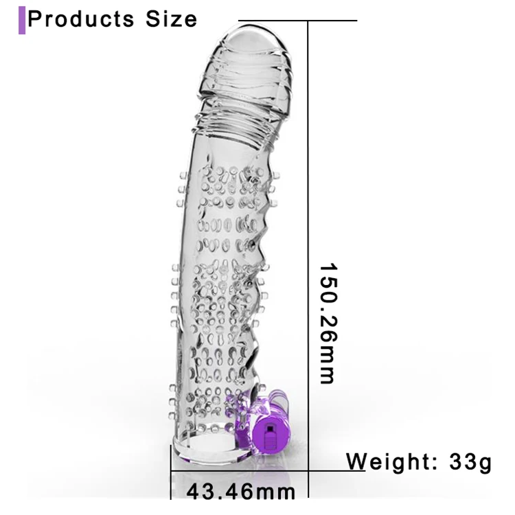 
Clear Vibrating Penis Sleeve Extender Reusable Extension 