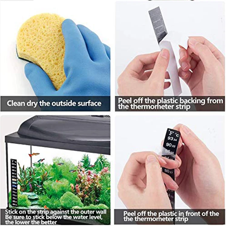 Low price custom arbitary bending aquarium sticker liquid crystal strips thermometers