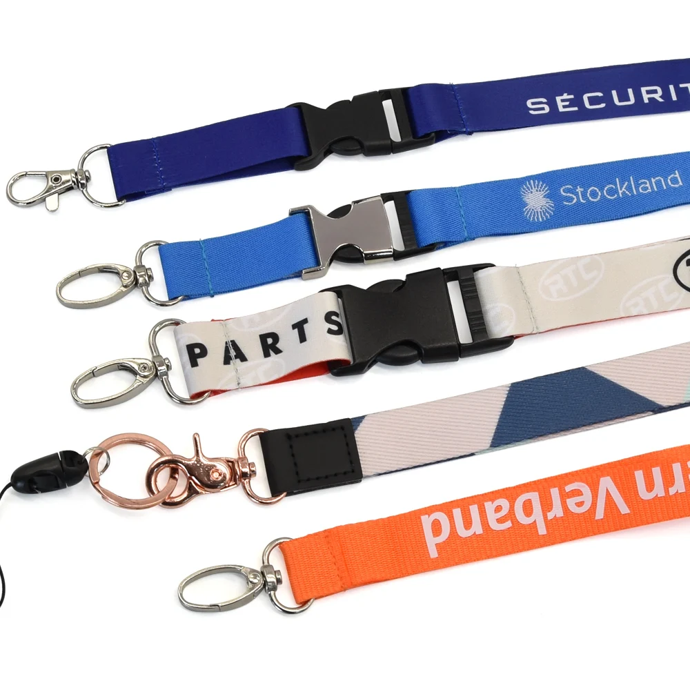 Customizable necklace children size printing polyester safety buckle football printing lanyard