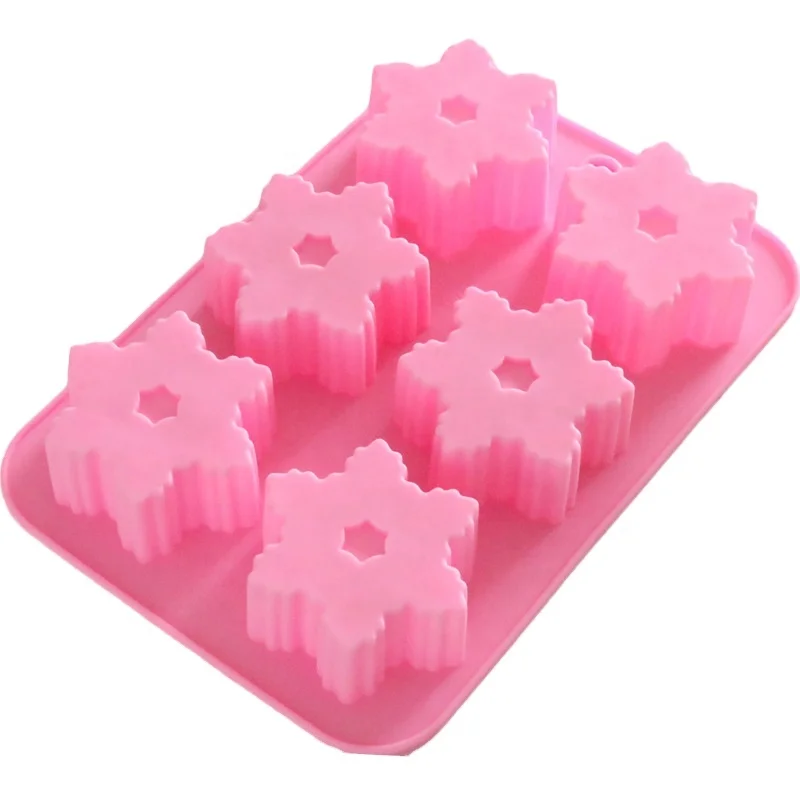 
6 Cavity Christmas Snowflake Silicone Cake Mold cake pans cookie trays Non-stick Silicon Soap Mold 