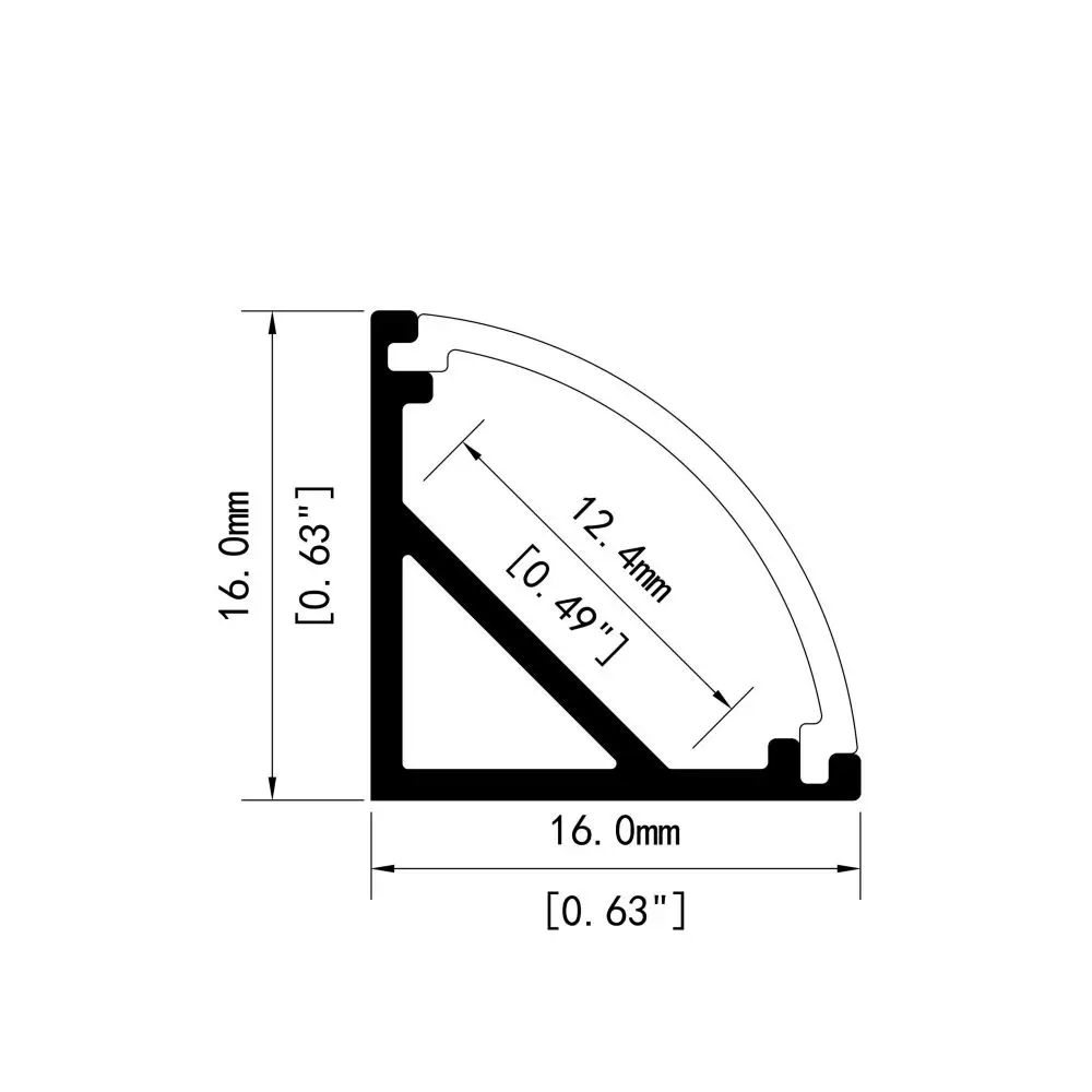 16x16mm Surface mounted V shaped Profile LED Strip Bar Light V Track Diffuser Curved Aluminium Channel for LED linear light