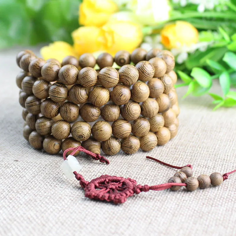 Jymoon 10/12/15mm Chicken Wings Wood 108 Buddhist Beads Bracelet Necklace Beads String For Men And Women Gifts