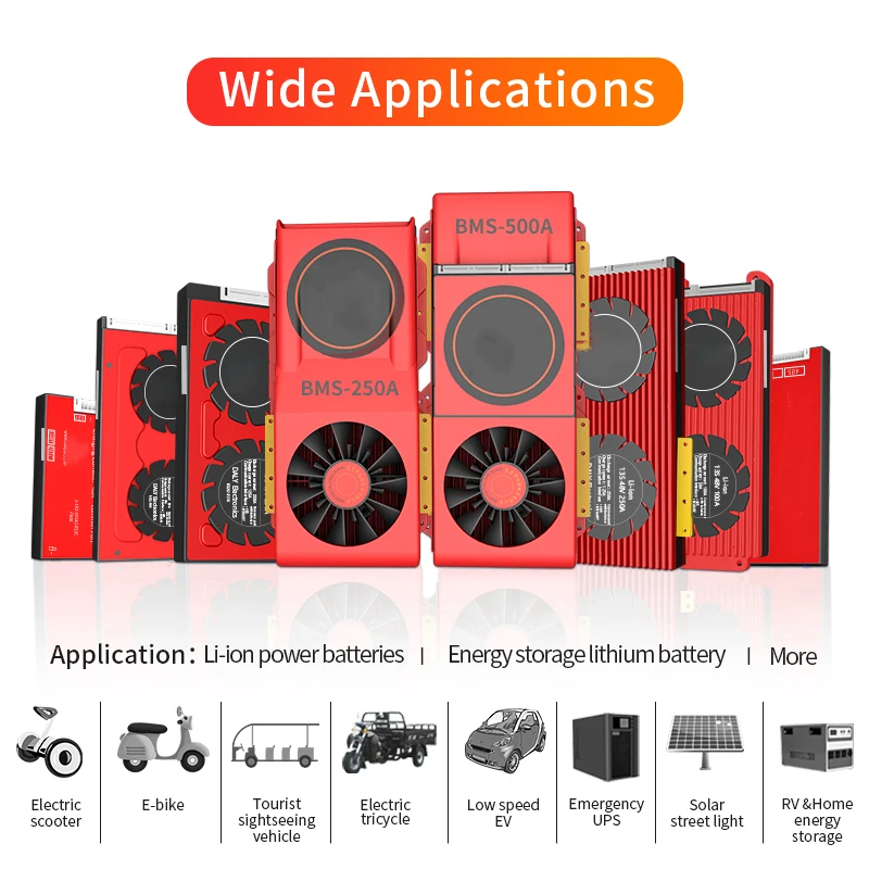 Daly 40A 100a 150a 200a 250A 500A 4S/8S/13S smart lithium battery bms UART/BT/RS485/CAN communication lifepo4 16s 48v smart bms