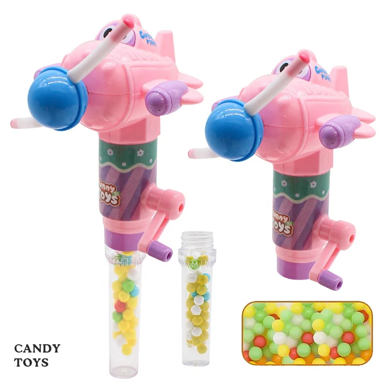 Plastic flashing lighting airplane funny candy toys kids sweet toys candy promotional gift toys