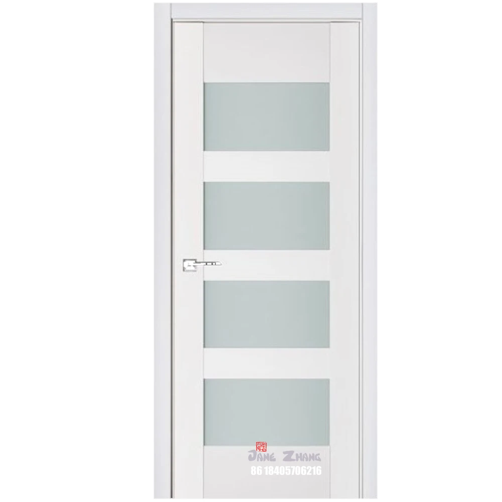 Luxury Interior Wooden Door Design White Color Solid Wood Three Panel Doors room door
