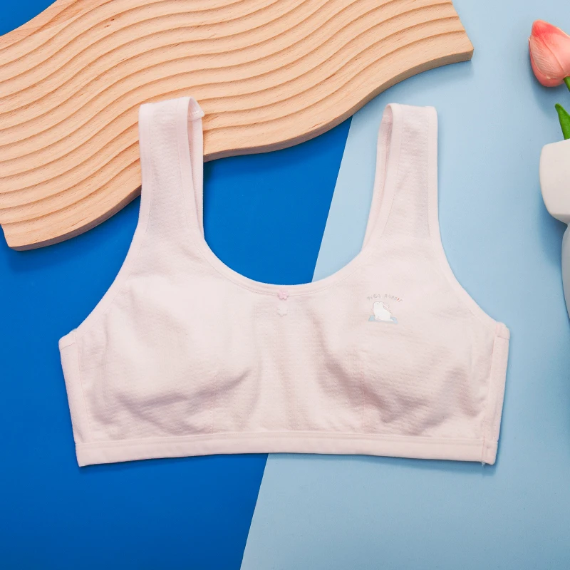 Y9220 Wholesale Cotton Children Lingerie Young Girls Tank Without Pads Cartoon Kids Bras Teen Top