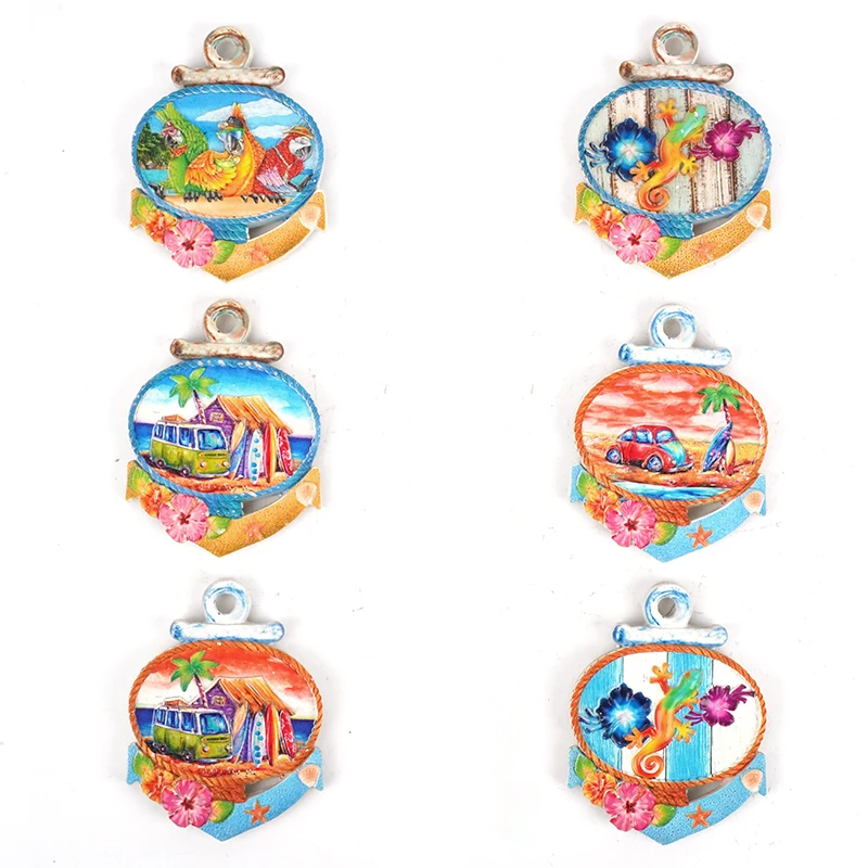 UV printed refrigerator resin landscape decoration beach tourism souvenir decoration coconut trees seagulls lizards, and turtles