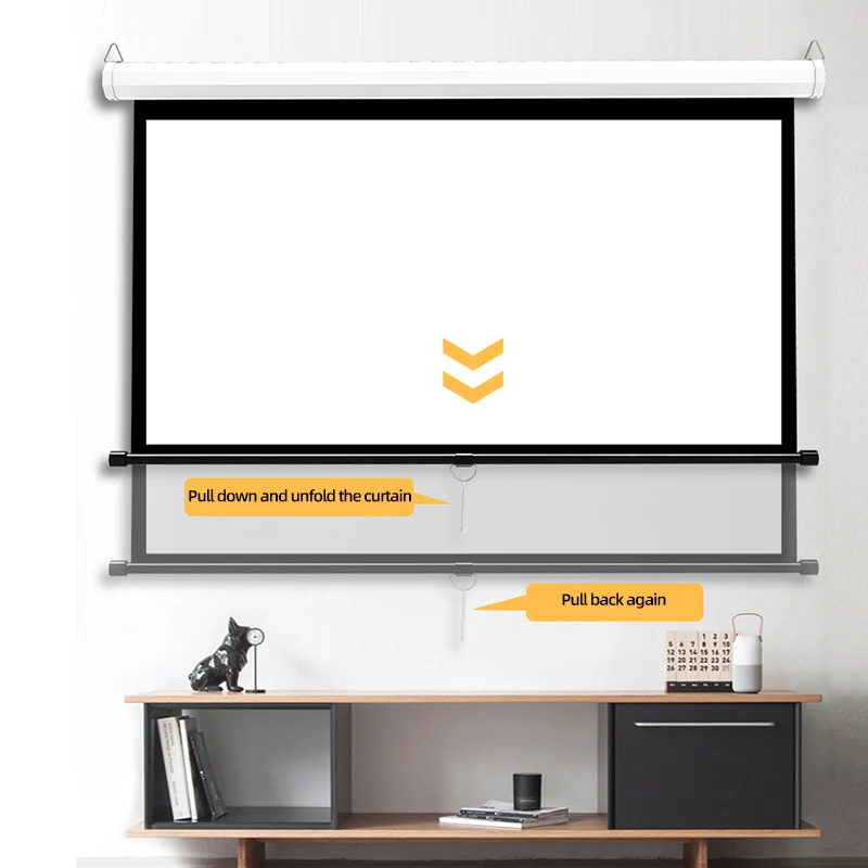 High gain screen fabric for projector indoor projector screen 120 inch 16:9 manual projector screen 8k material