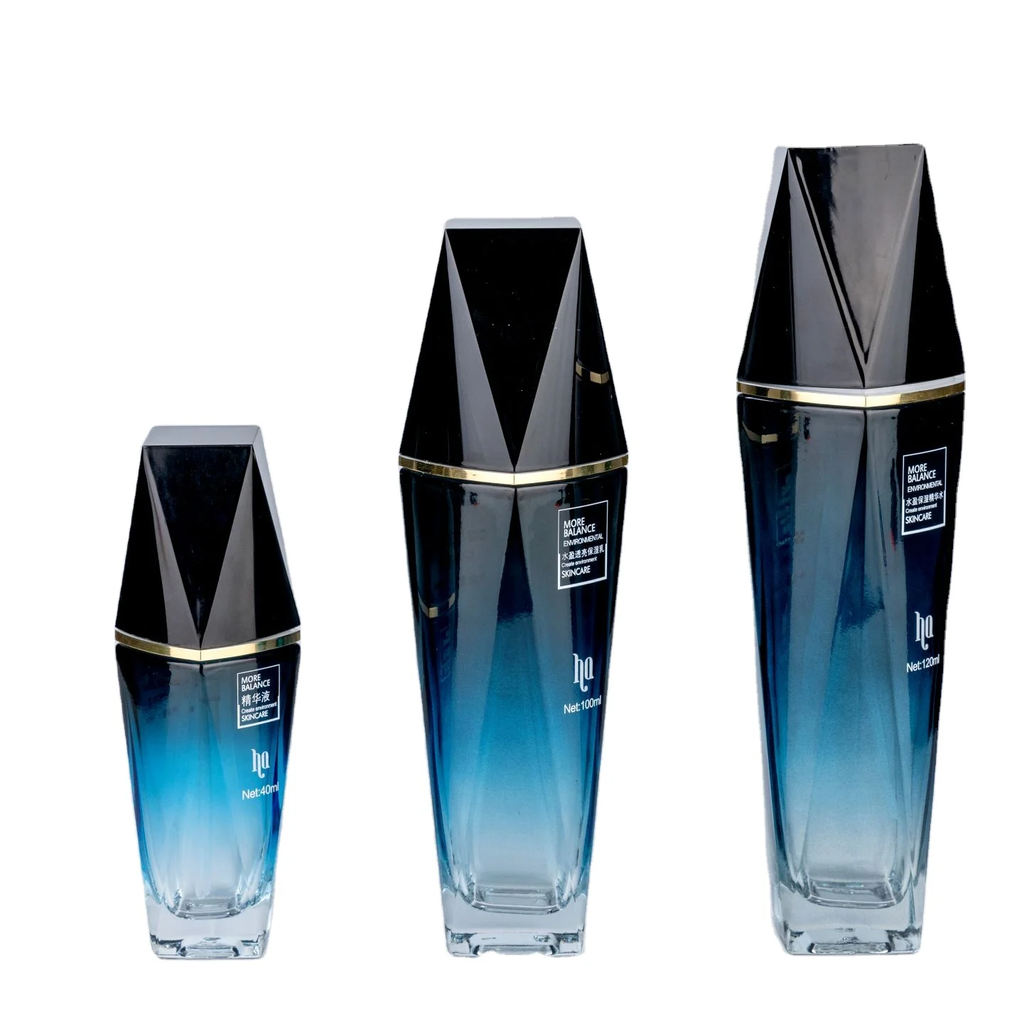 100ml/120ml  luxury skin care packaging cylinder shaped empty  glass cosmetic packaging set clear lotion squeeze bottle