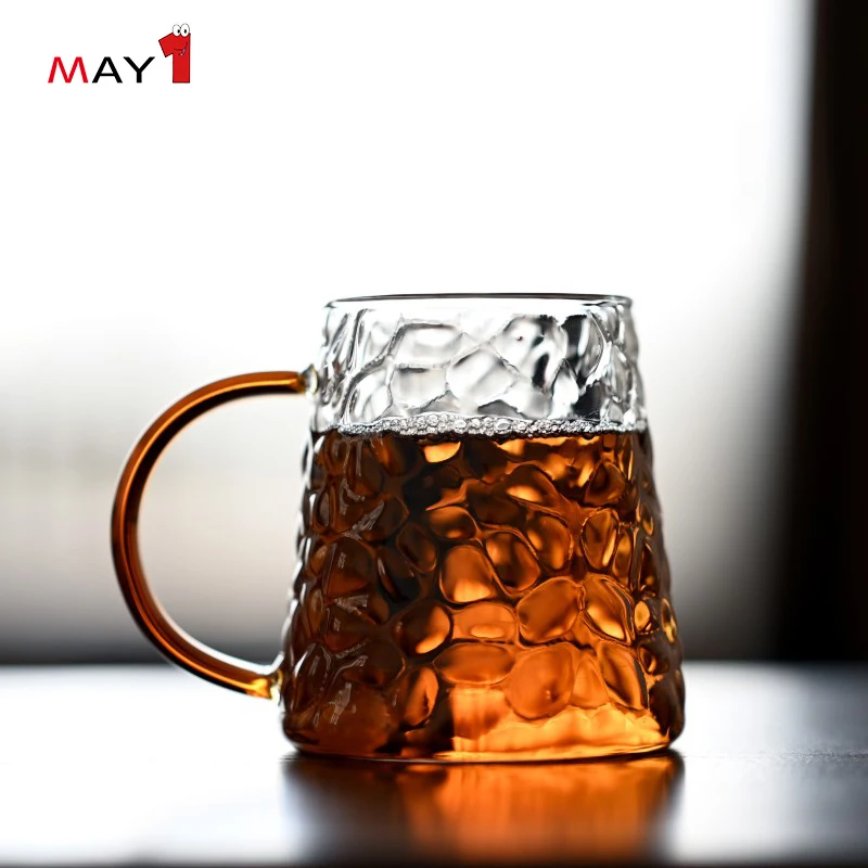 wide bottom creative hammer pattern grain glass water beverage coffee cup