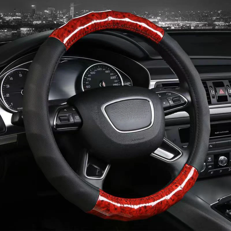 2023 Новая модель автомобиля кожаная крышка рулевого колеса 36 см 38 40 42 хорошо подходит всем автомобилям по заводской цене