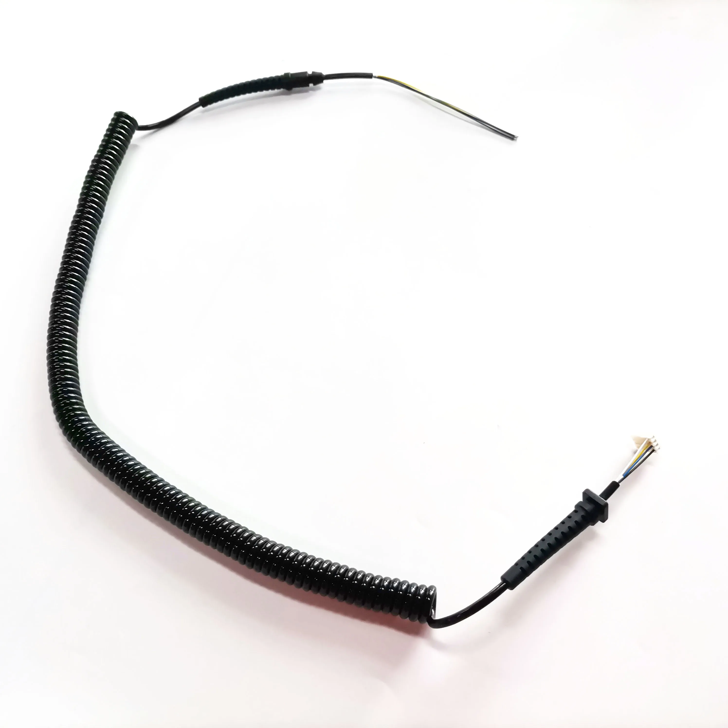 4 Core 24awg retractable PU Coiled Flexible Extension Spiral Cable wire harness