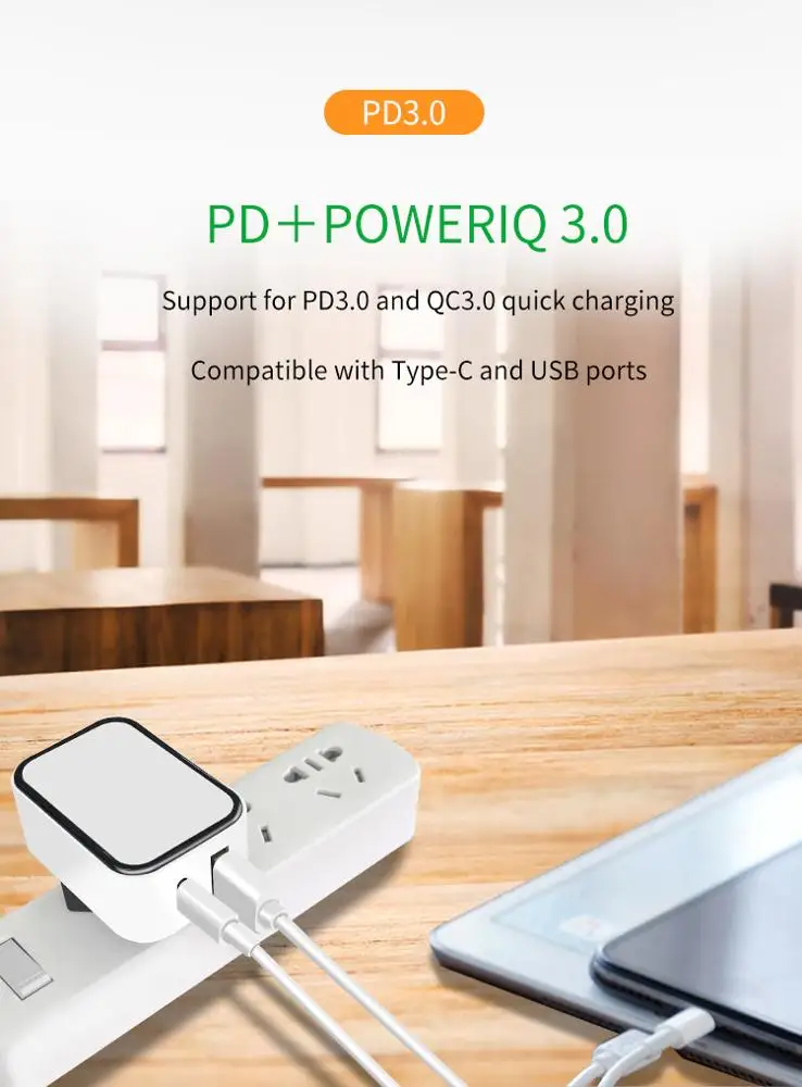  KC CE Rohs SAA 18 Вт Тип C PD Qualcomm Быстрая зарядка 3 0 Двойная USB дорожная настенная Зарядка адаптер