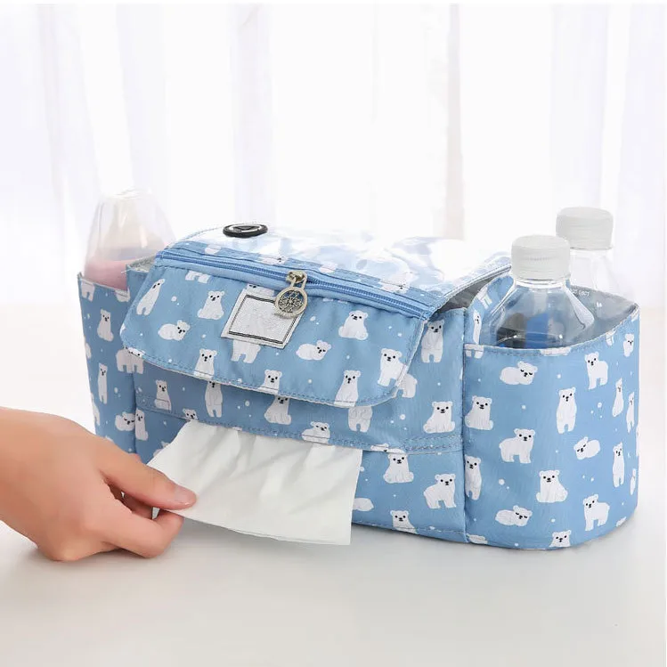 Universal Stroller Organizer Bag Pram Buggy Organiser Storage Bag with Cup Holders