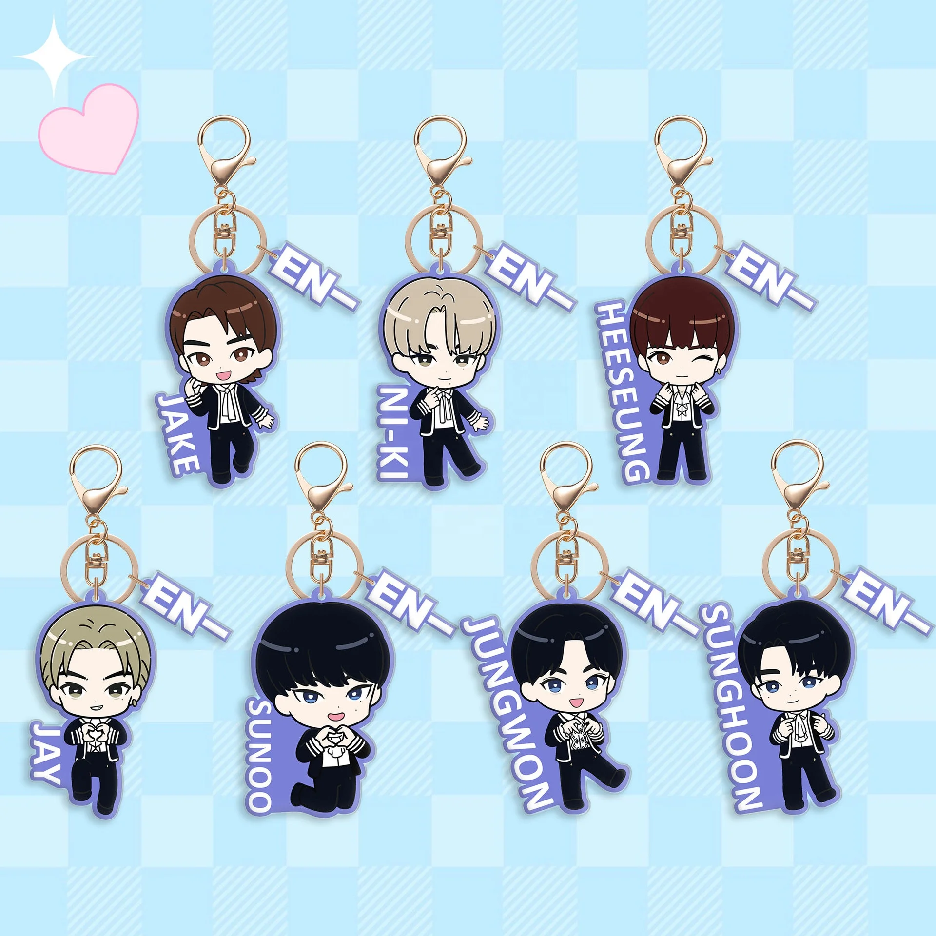 Wholesale custom cute anime picture frame EN key chain acrylic mini idol group kpop merchandise album keychain