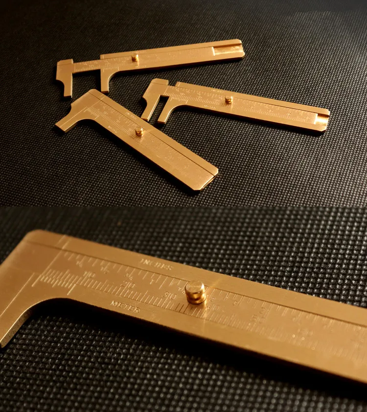 Business Gift Souvenir Handcraft Industrial EDC 8cm Brass Mini Ruler Vernier Caliper