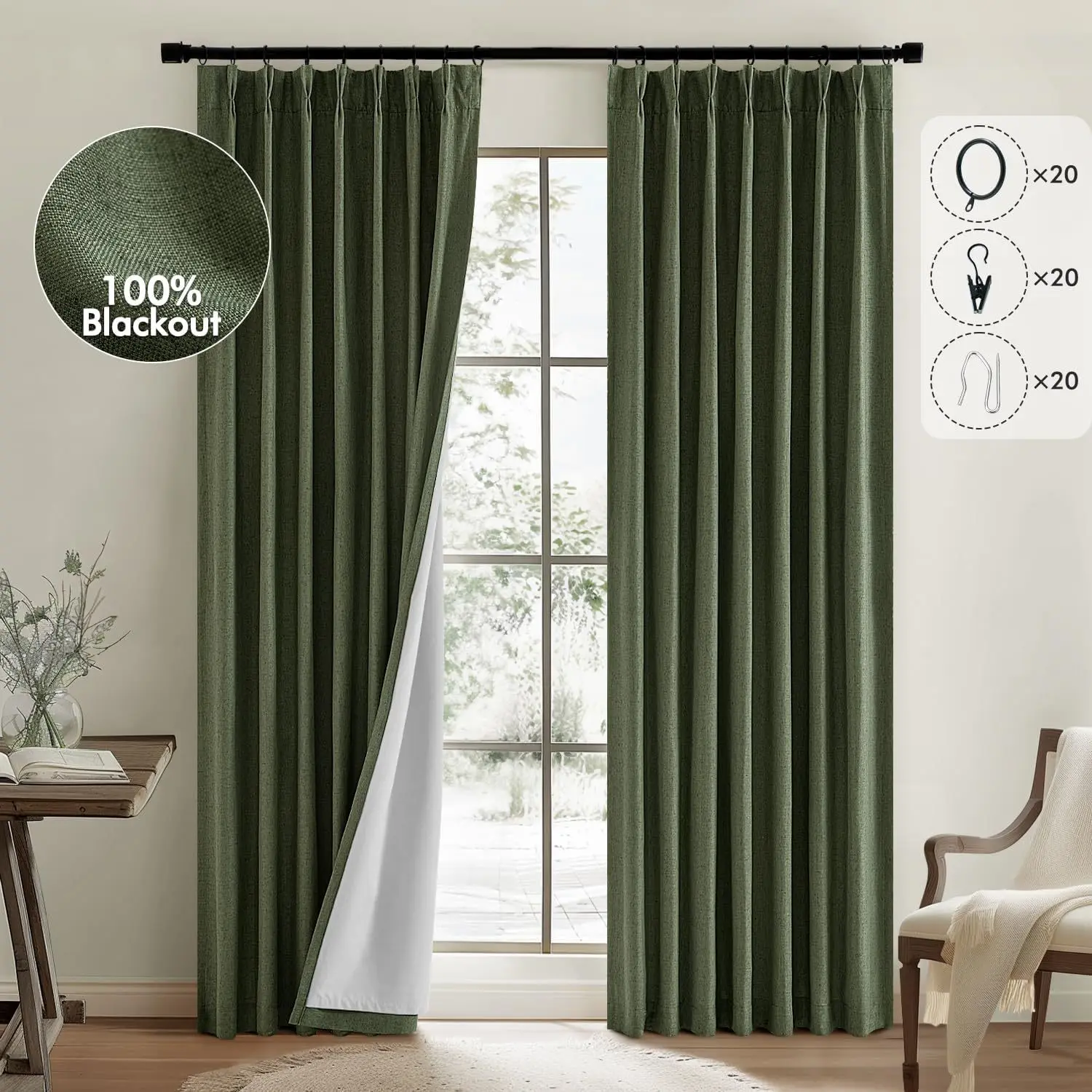 New Curtain Trends Window Treatment 100% Blackout Mixed Linen Curtains for the Living Room