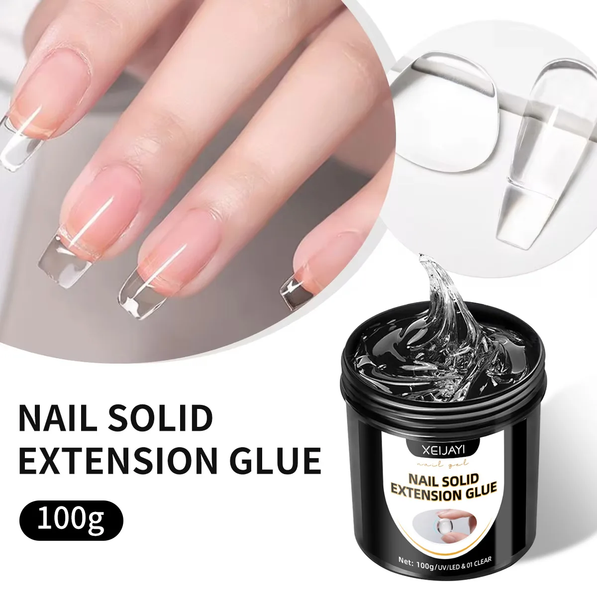 100g Clear Color Non-Stick-Hand Acrylic Hard Poly Solid Gel Nail Extension Poly Gel Building Gel