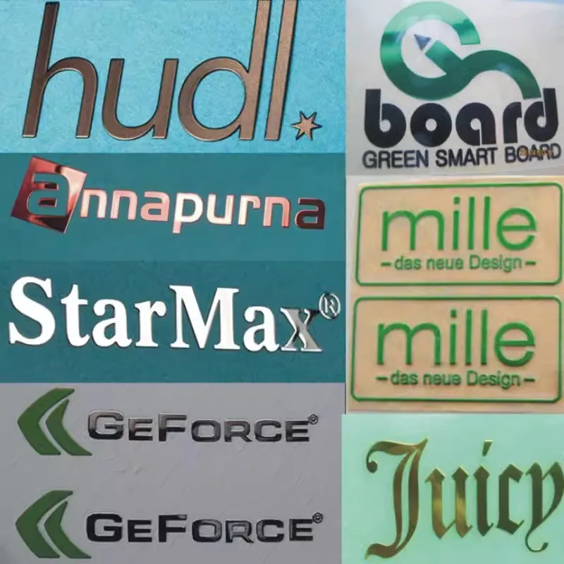 Customized Electroform Nickel Sticker Metal Gold Color Decal Label