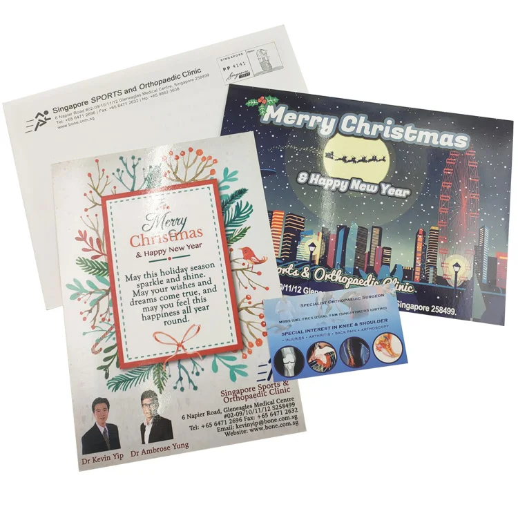 Merry Christmas Card Happy Holidays Envelopes Greeting Gift Cards Custom Printing