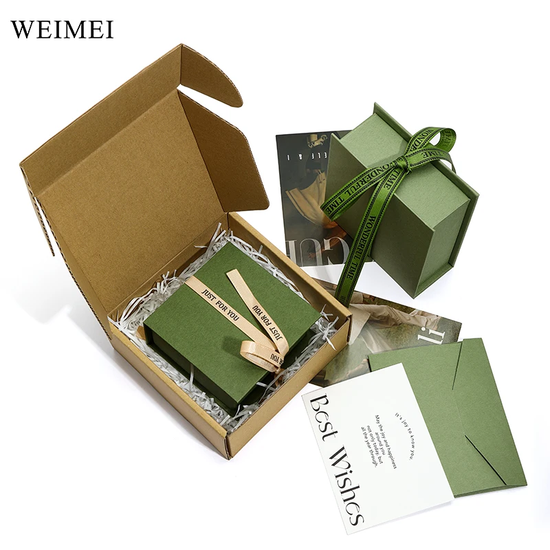 WEIMEI OEM Custom color customized corrugated mailer paper gift box jewelry box set shipping mailer packaging box