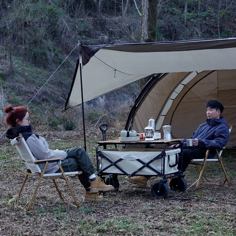 Camping cart trolley foldable outdoor camping trailer collapsible trolley car portable folding picnic camping accessories