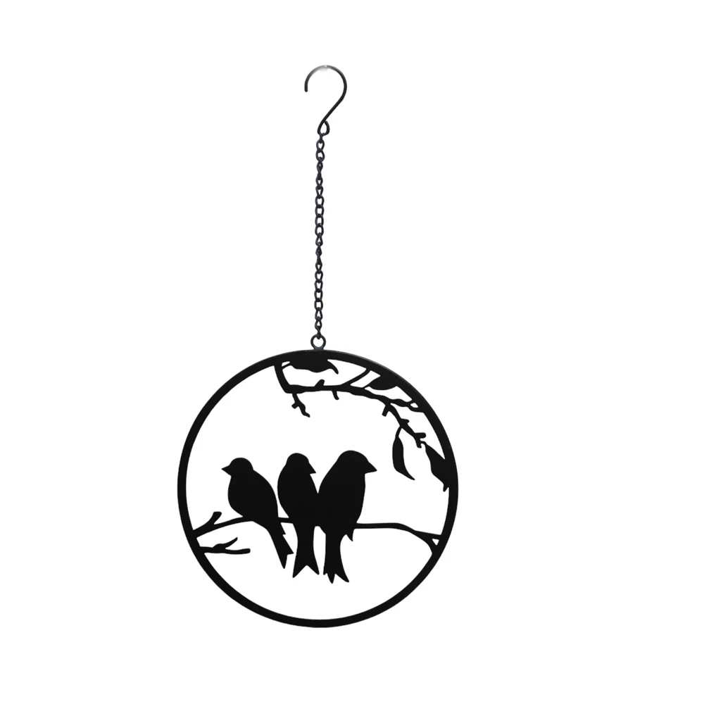 Metal Wall Decor Creative Wall Sculpture Laser Silhouette Bird Black Outdoor Wall Art Garden Courtyard Decoration