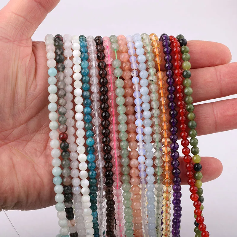 Wholesale High Quality 4/6/8/10mm Natural Stone Beads Gemstone Quartz Round Loose Beads For Jewelry DIY Making