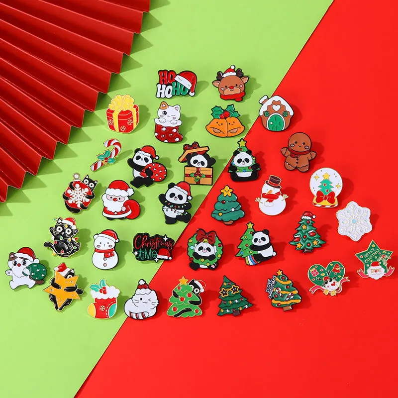Christmas Brooch Snowman Bow Hat Candy Metal Tree Snowflake House enamel brooches