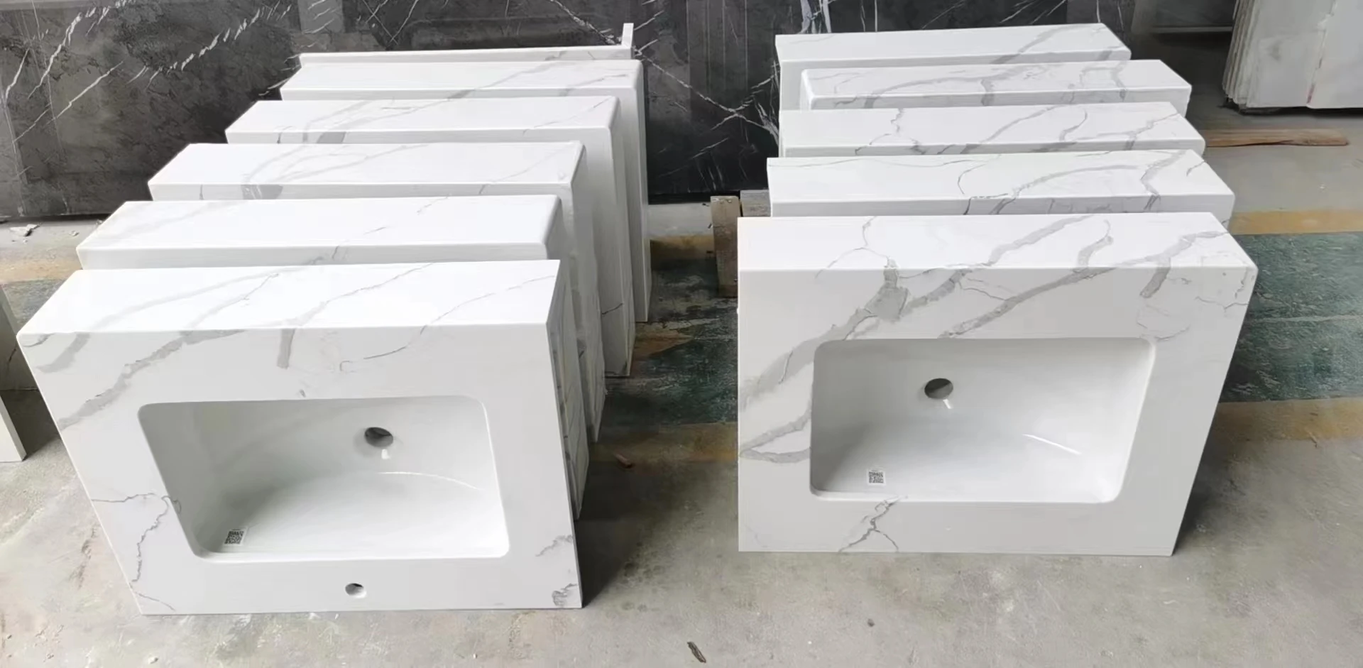 artificial stone faux Calacatta white marble quartz slabs for coffee table countertop