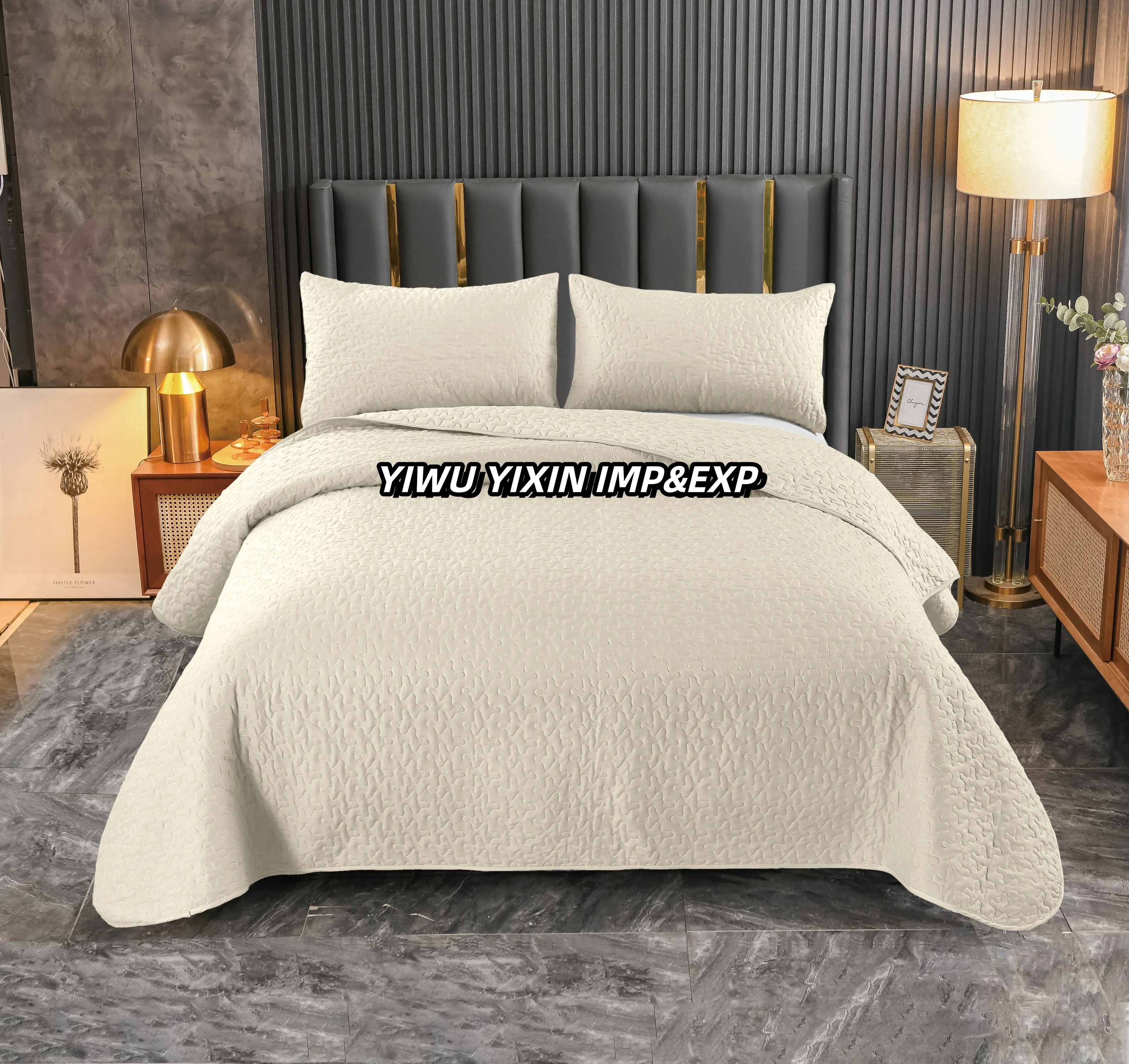 Factory Direct Quilted Bedspread on The Bed  3 PCS Cover Set of 2 PCS Pillow Case Cobertor Juego