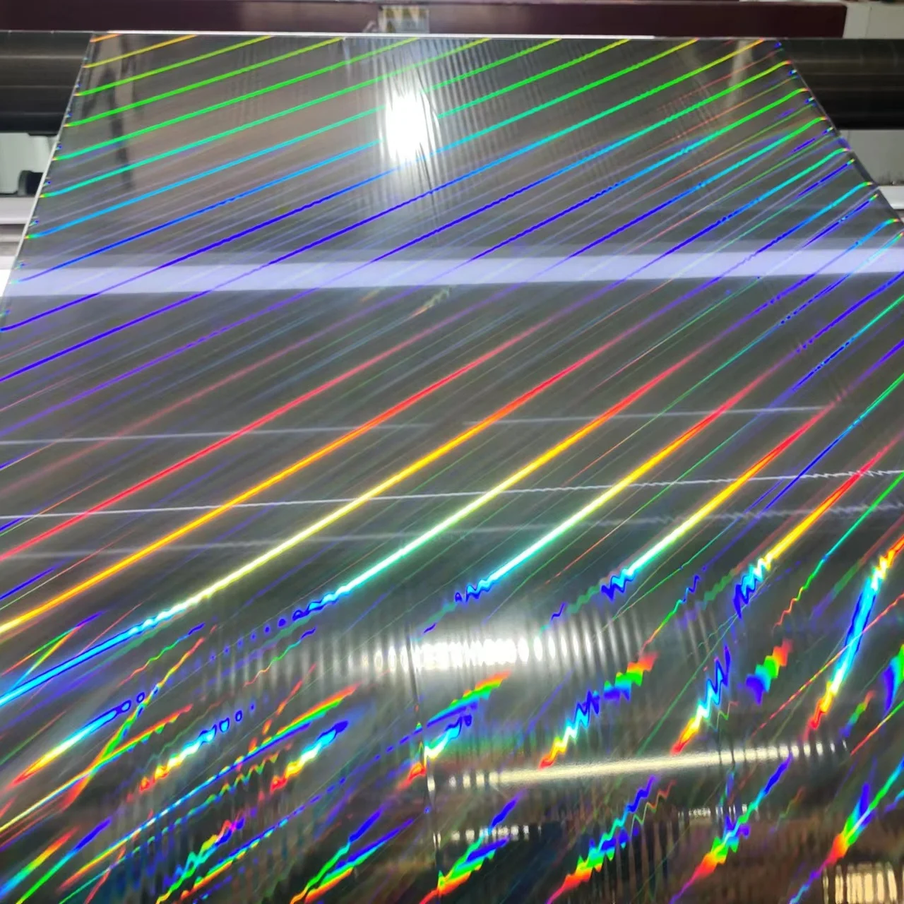 custom size printable rainbow metalized holographic plastic film paper for box and cards