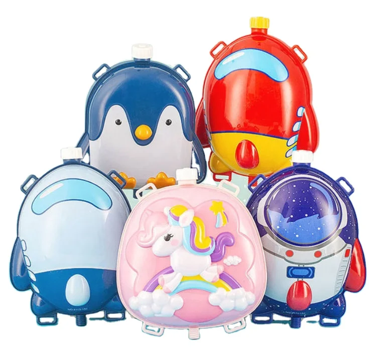 Water Gun Roockie Cartoon Kids Outdoor Summer Toys Backpack Tank Water Gun