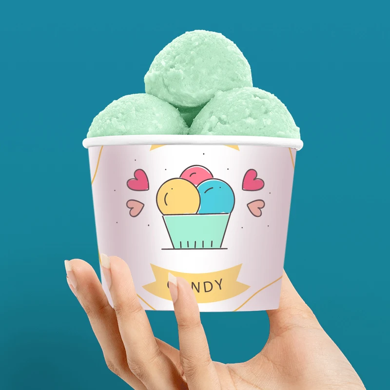 LOKYO Custom cute cartoon frozen yogurt ice cream bowl to go disposable paper cup for ice cream
