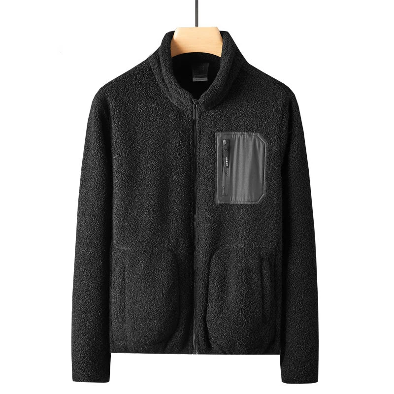 Men Winter Polar Fleece Sweatshirt Full Zipper Berber Fleece  Coat Oversized Outwear Jacket