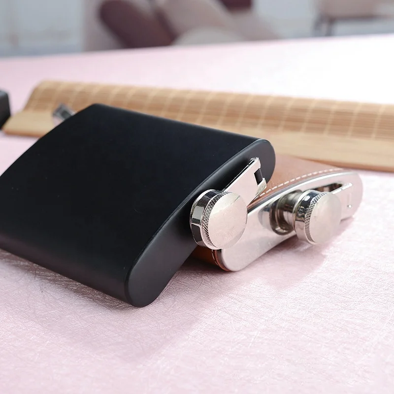 Высококачественная плоская фляжка 7 унций из нержавеющей стали, подарочный набор, портативная винная бутылка с логотипом на заказ