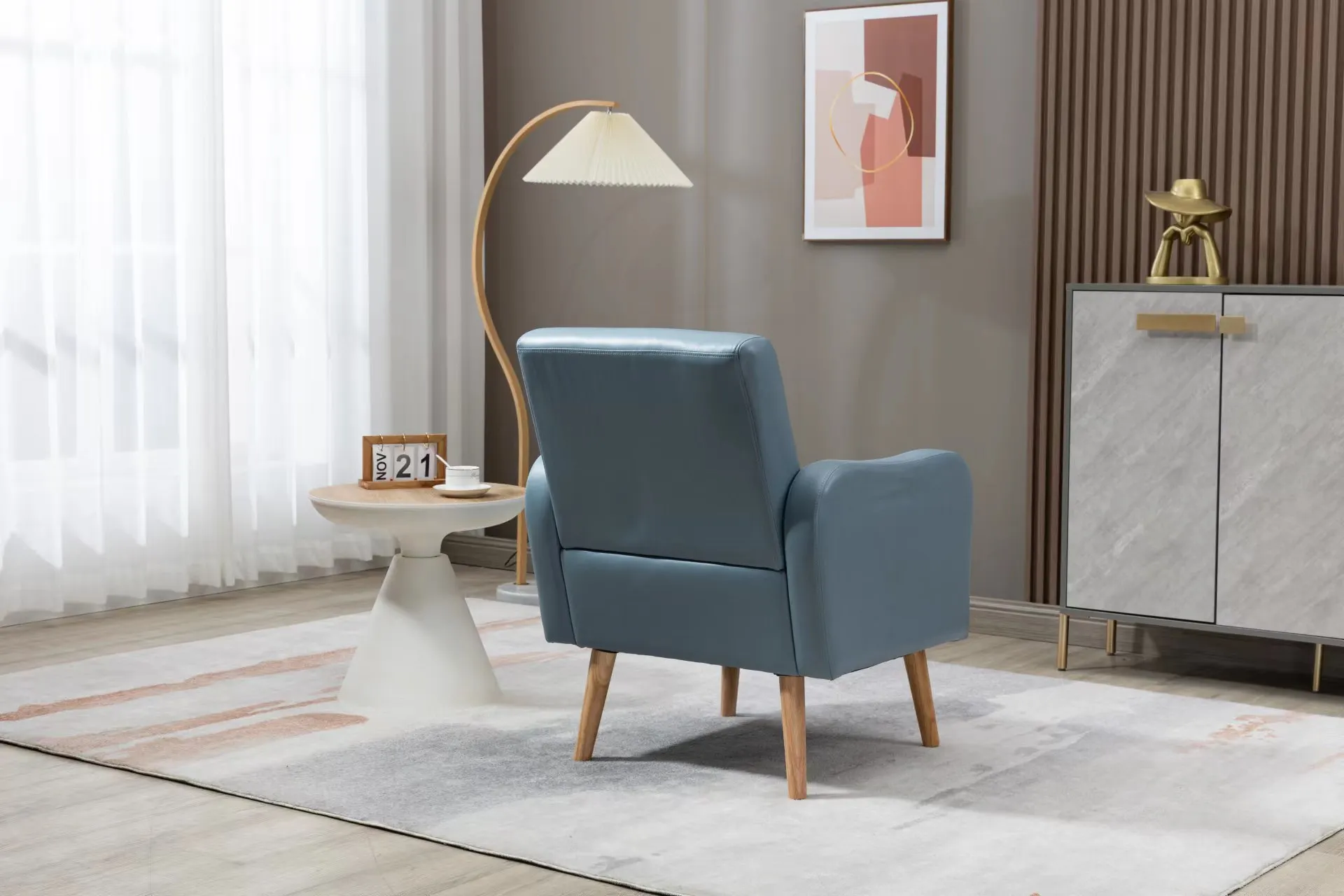 Factory straight hair modern luxury living room leather fabric arm chair single sofa recliner lounge chair