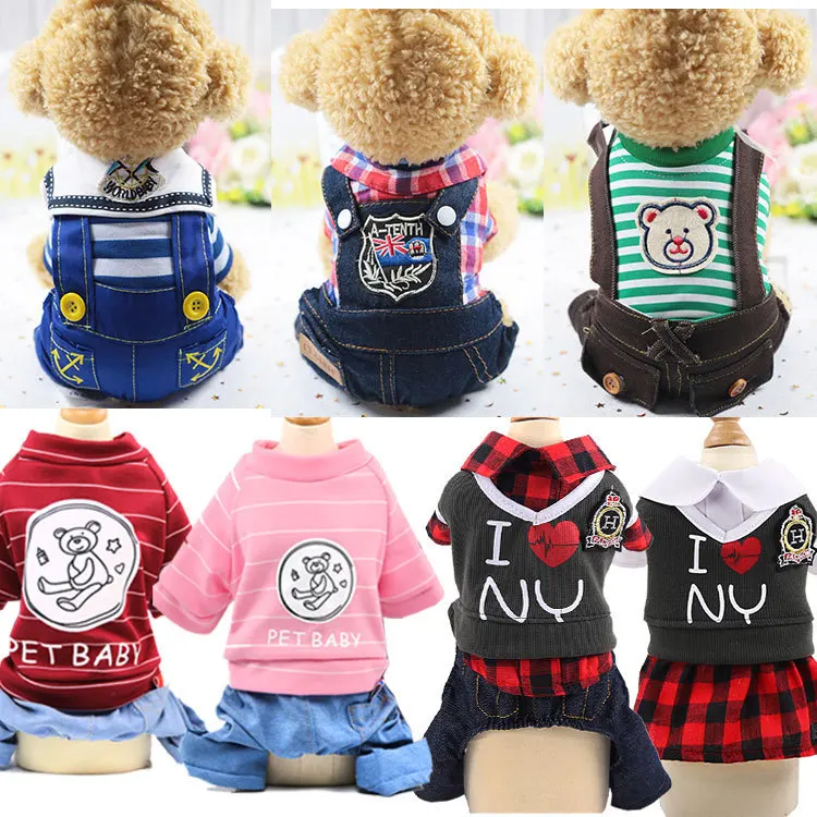 Pet Products Navy Style College Style Spring and Autumn Four-legged Clothes New Puppy Clothes for Small Dogs