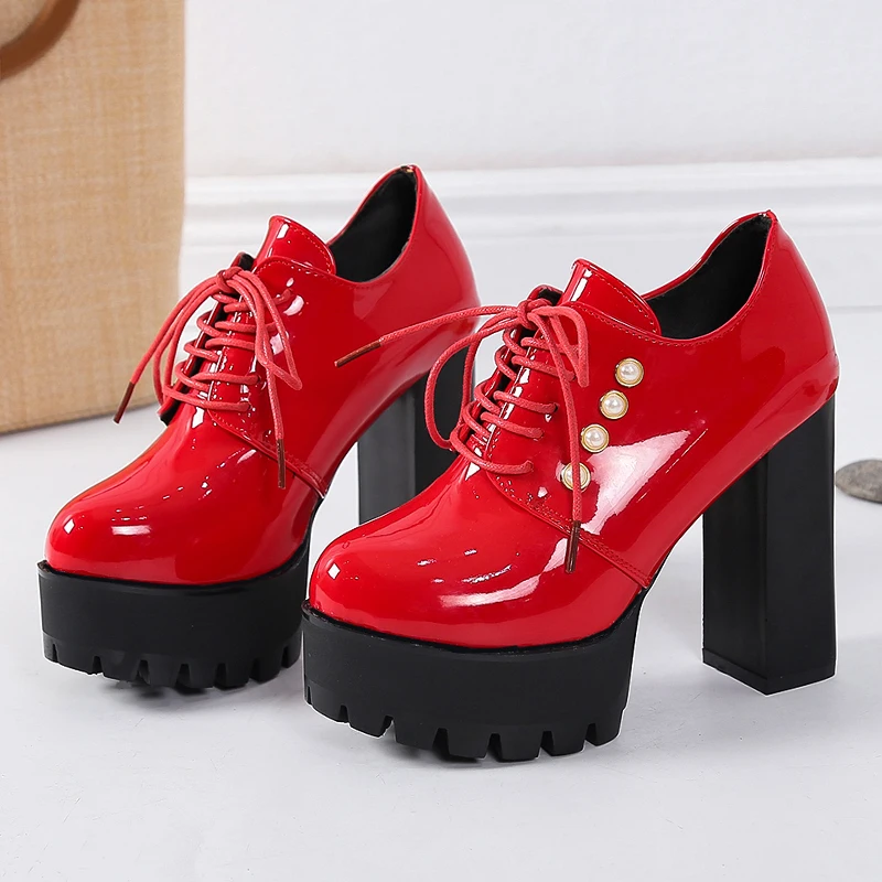 zapatos mujer 12cm height  2021 Stylish Women  Chunky High Heels PumpsLadies Casual Dress Shoes