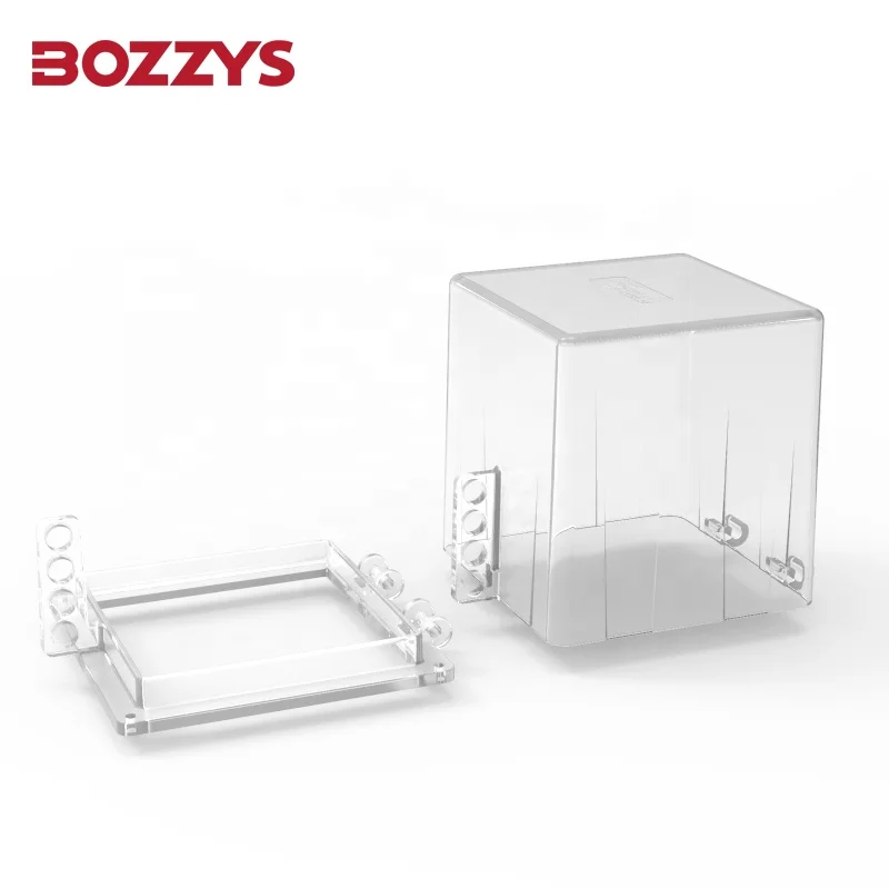 Oversized Square transparent Transparent Plastic e-stop push button lockout Electric button lockout protection cover