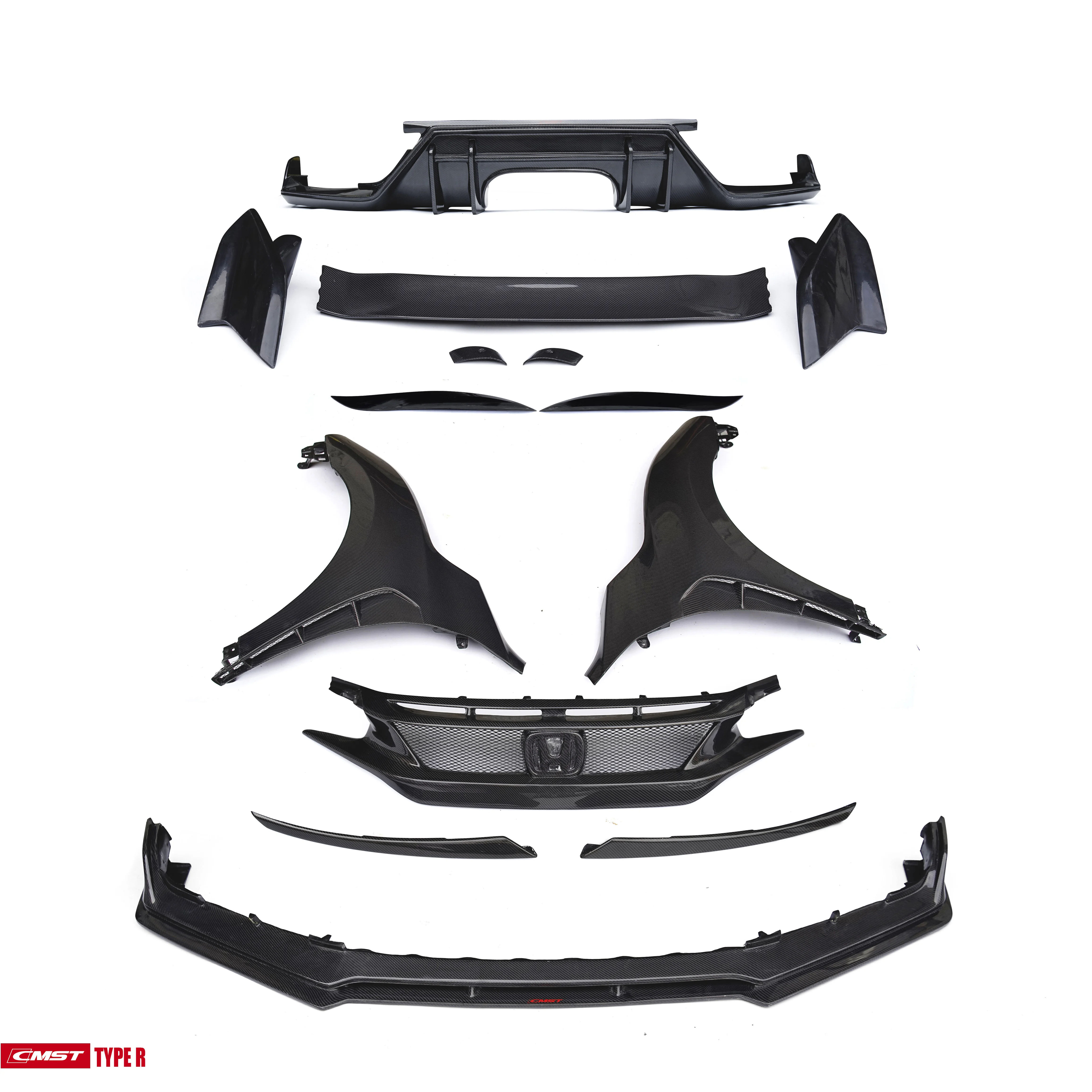 Auto Car Body Kits for Honda civic type R 2018 2019 2020 front lip diffuser fender and hood for Civic type R bodykit facelift