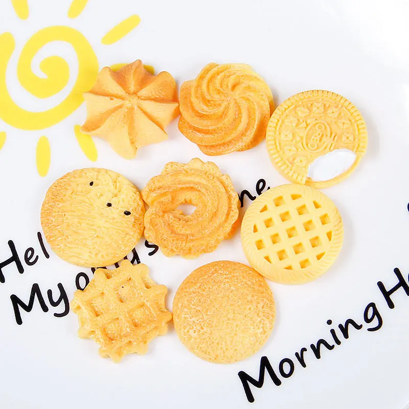 Resin imitation food cookie plastic flat back charms cute slime charms key chain earring accessories phone case direction