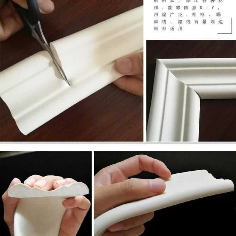 Home Decor Self-adhesive Baseboard DIY Wall Waistline Sticker Foot Line 3D Pattern Wallpaper Border Baseboard Foam